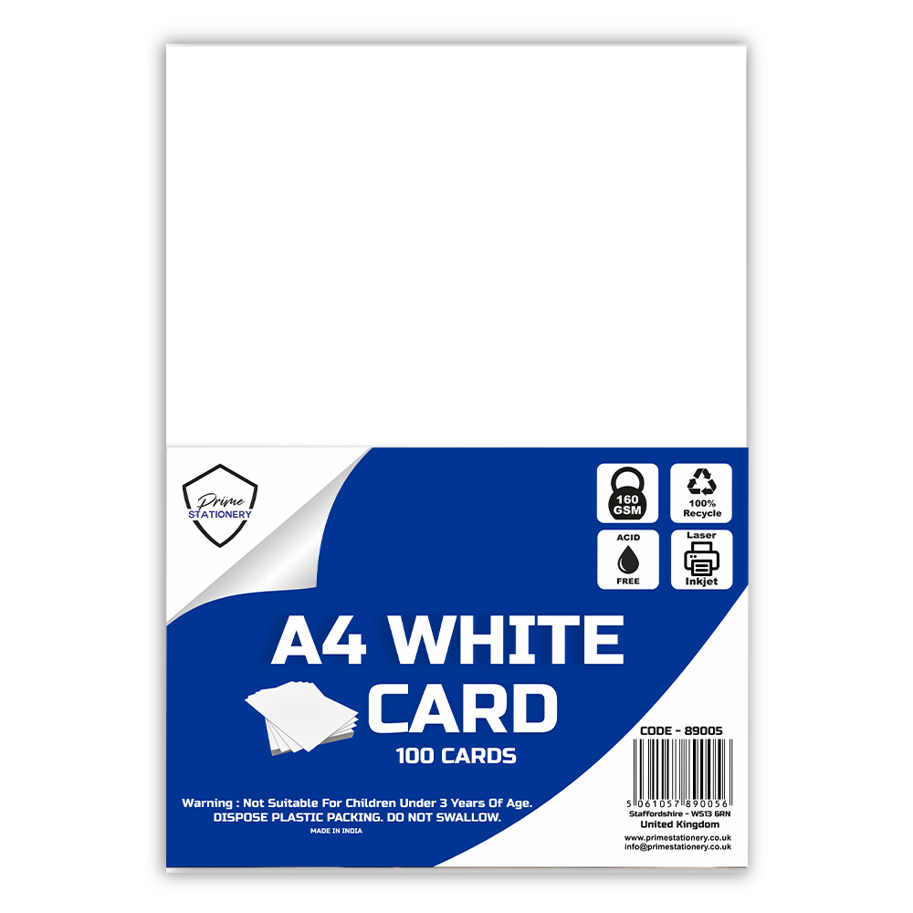 Prime A4 White Card 160 GSM 100 Sheets